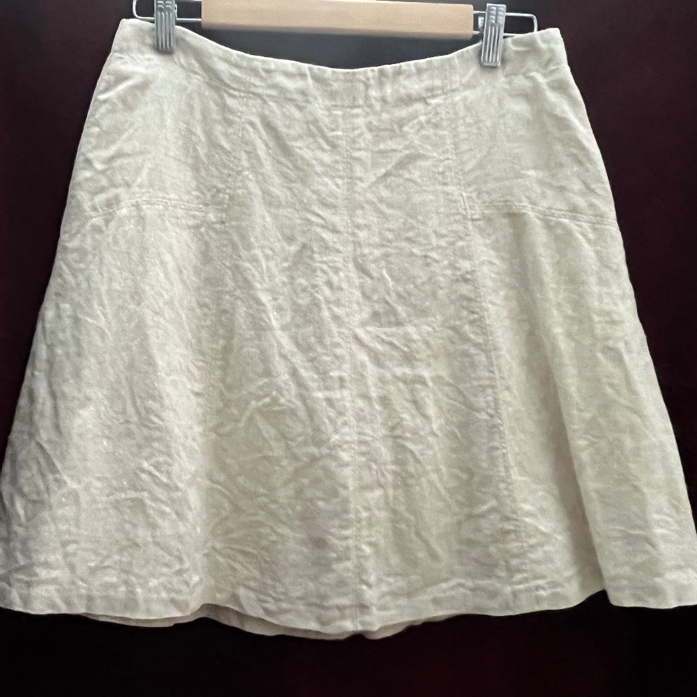 Loft size 8 Cream Linen A-Line Mini Skirt